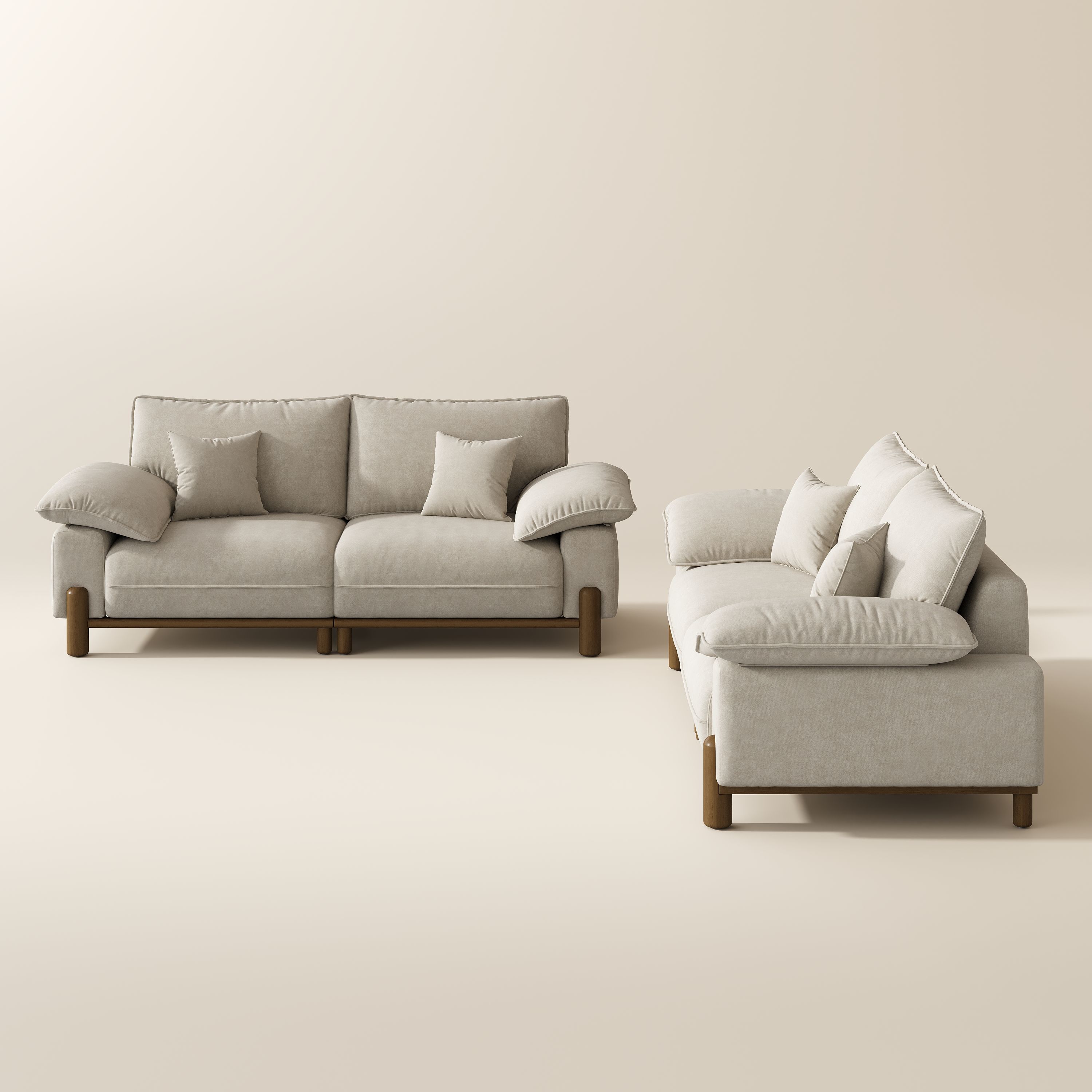 Beige Pet-Friendly Fabric Modular Sofas