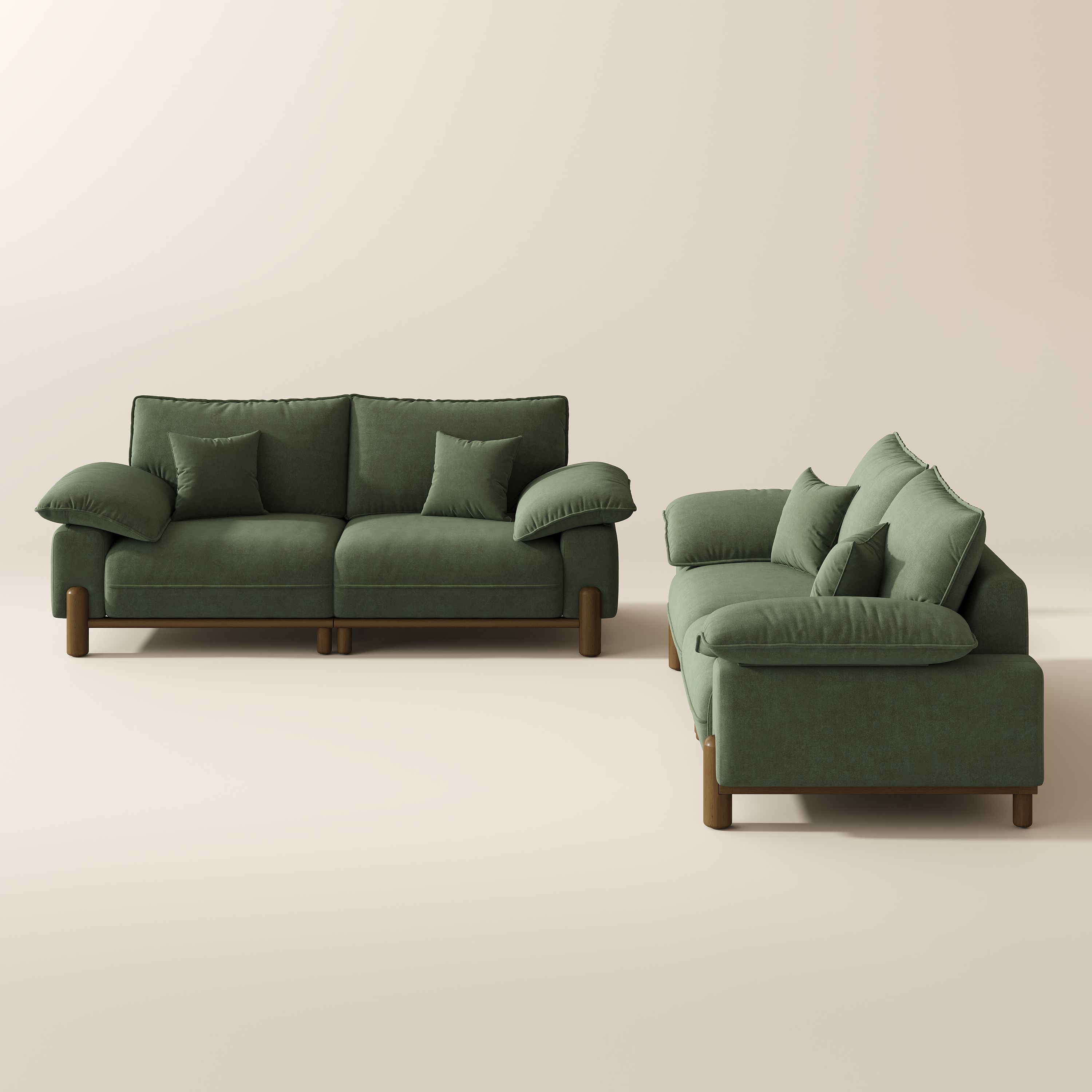 Green Pet-Friendly Fabric Modular Sofas