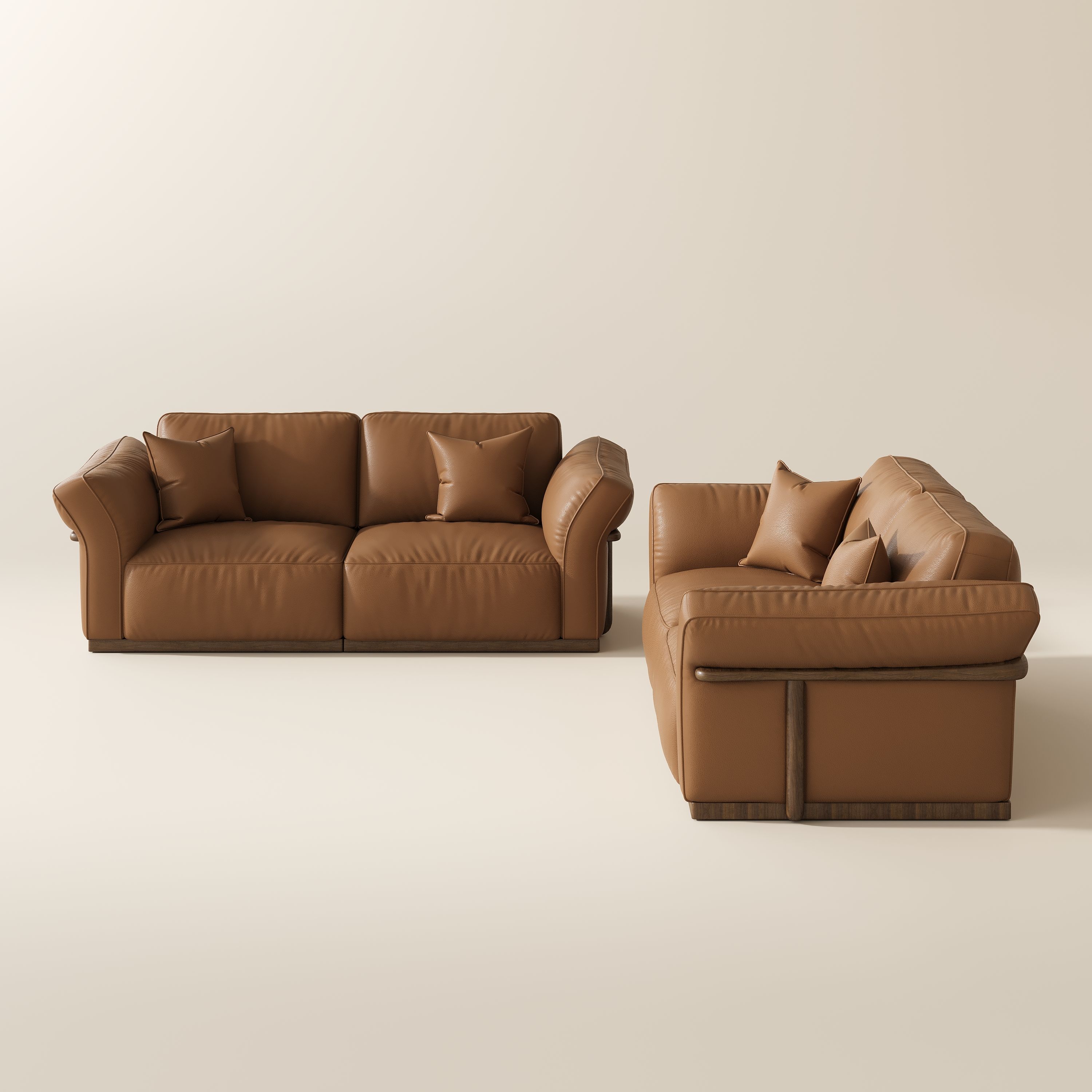 5-6 Seater Brown Top Grain Leather Modular Sofas