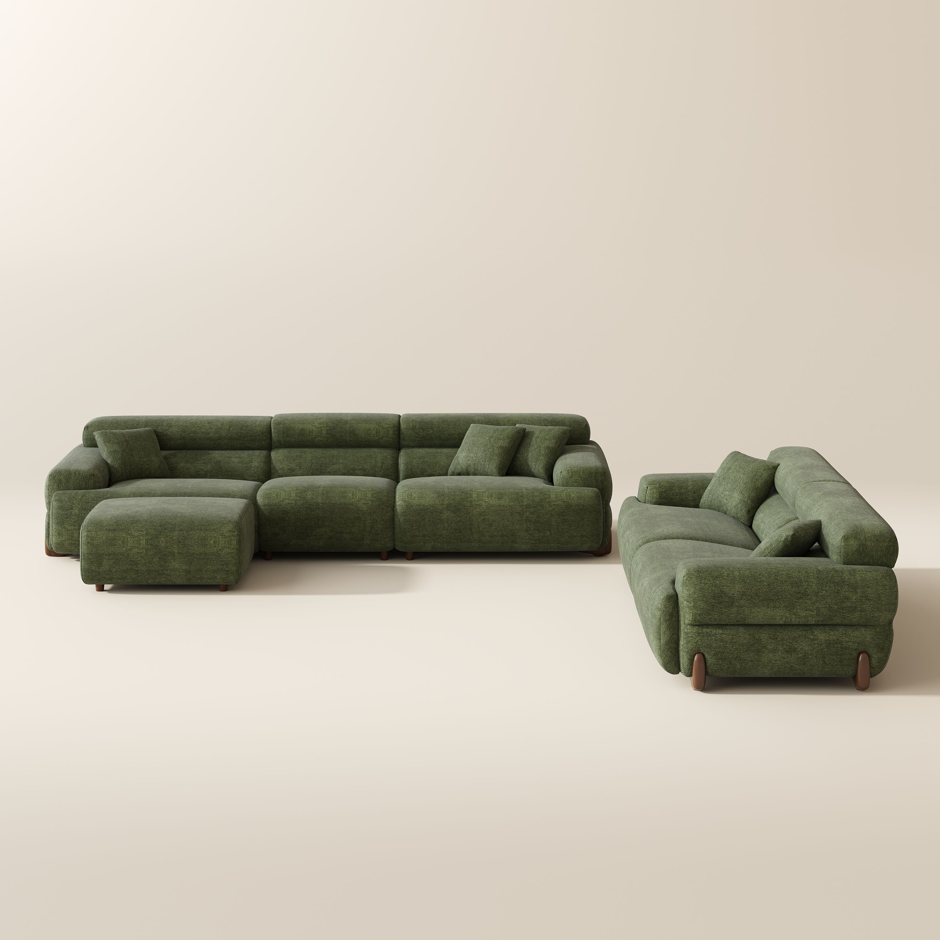 Comfortable Green Chenille Sofa Set