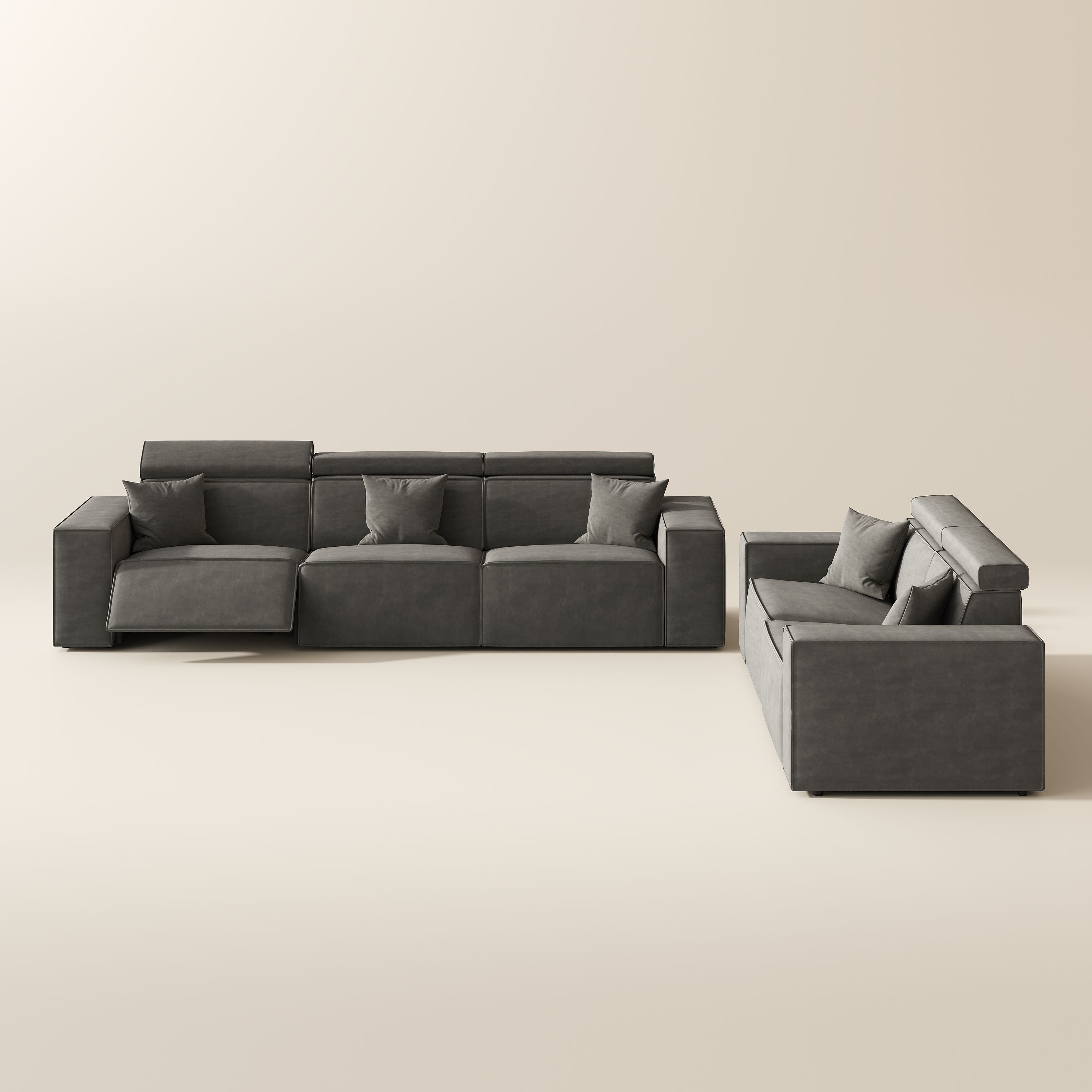 Sofas & Loveseats Dark Gray Fabric Sofa Set