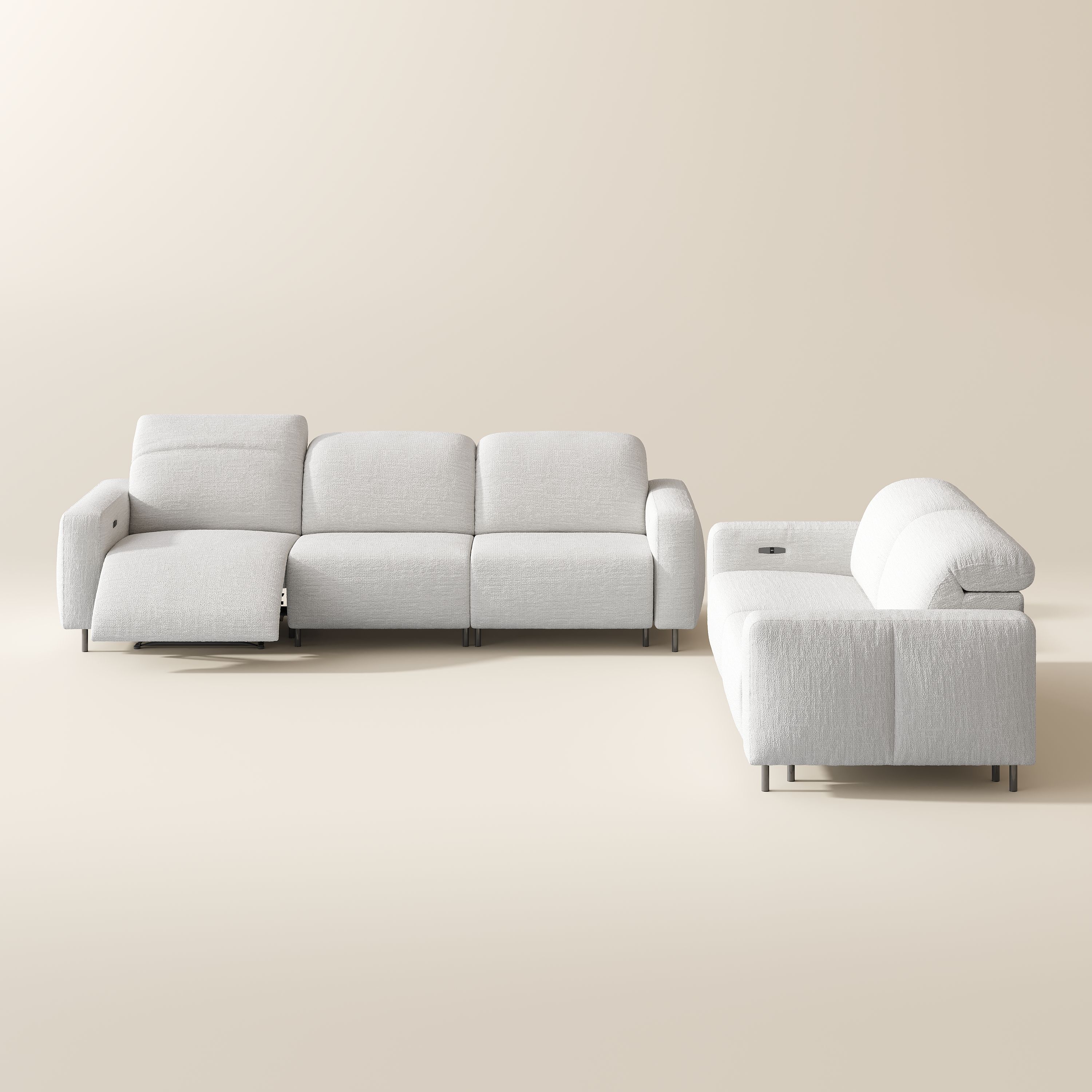 Electric White Chenille Fabric Smart Furniture