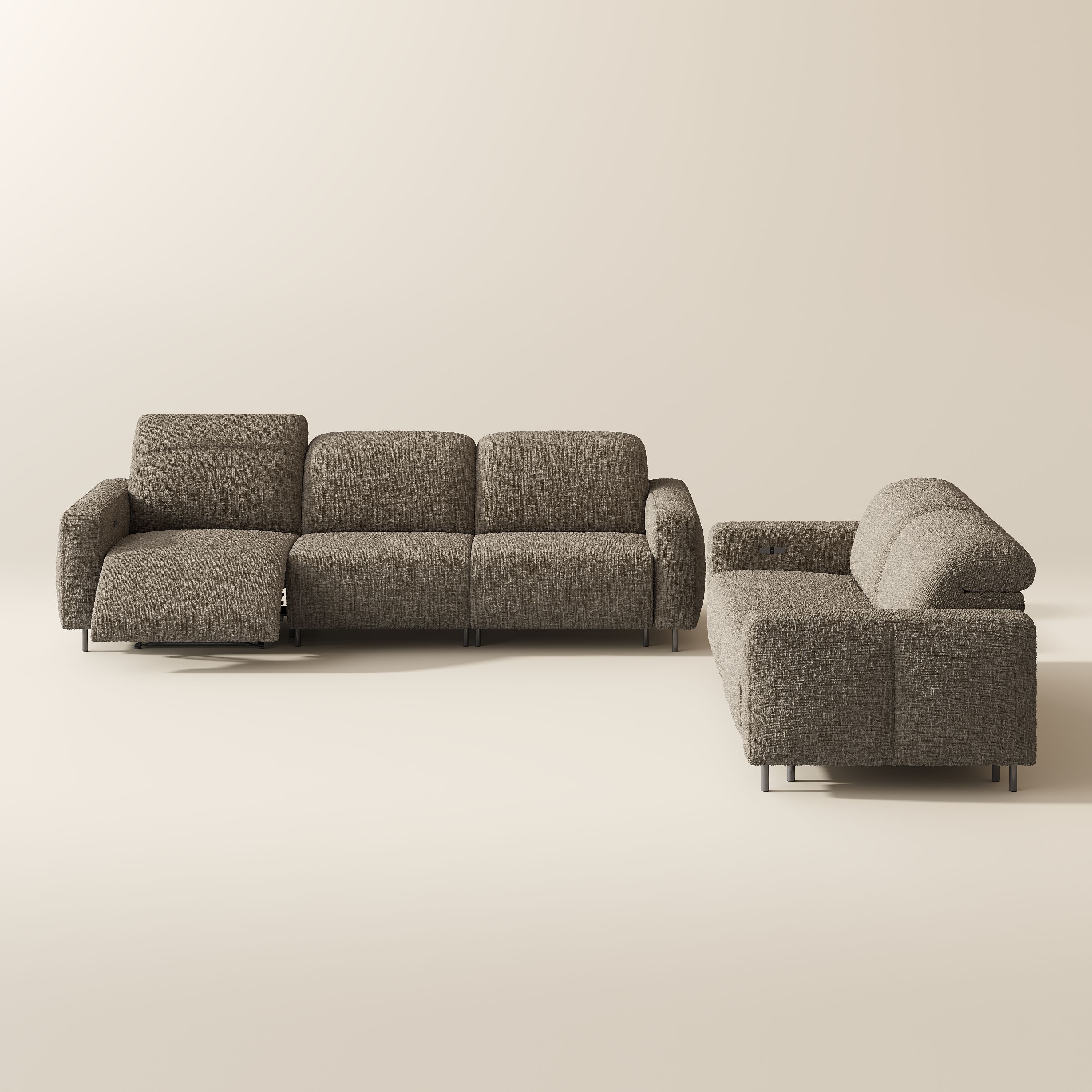 Modular Khaki Chenille Fabric Smart Furniture