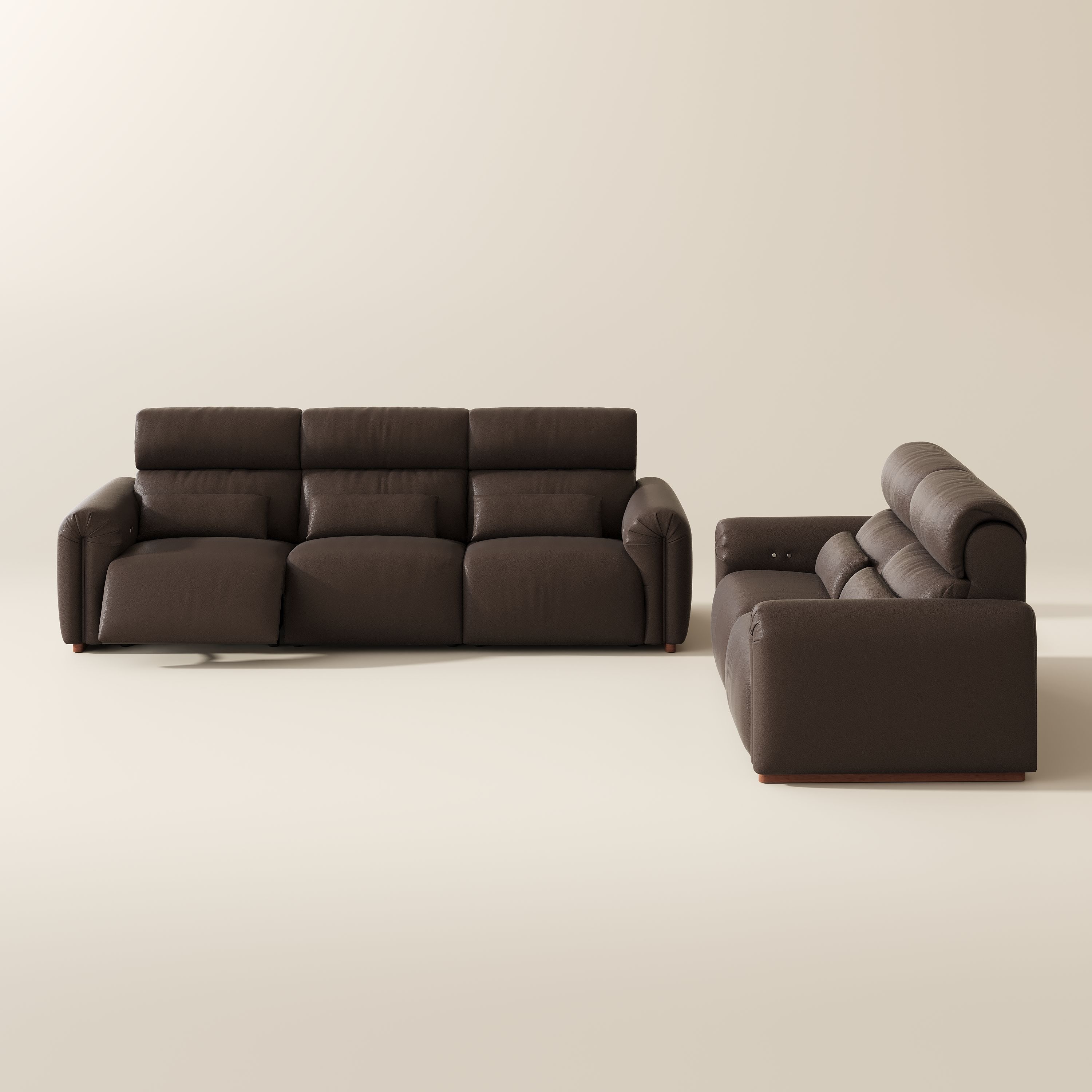 Brown Dark Brown Eco-friendly Microfiber Leather Power Reclining Sofas