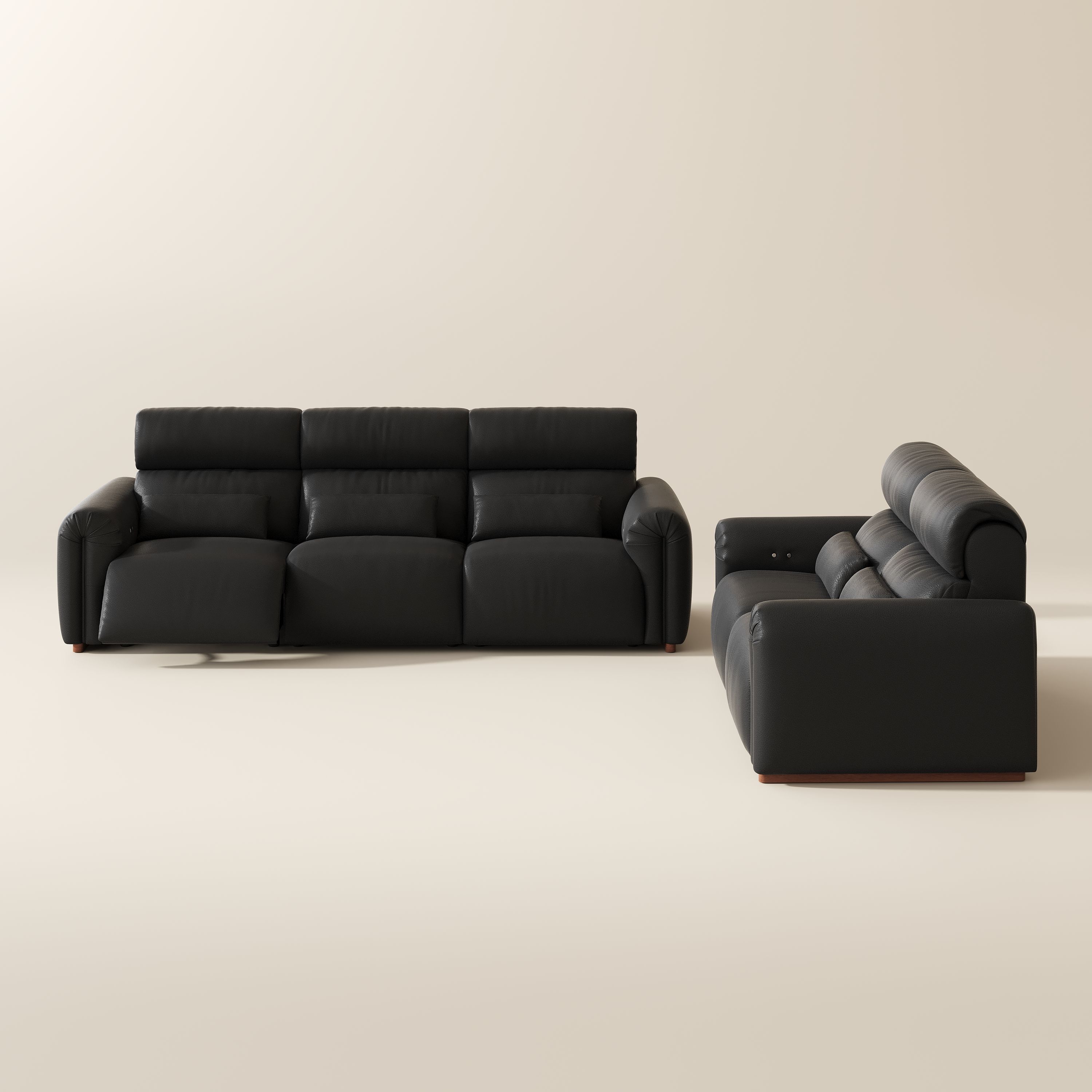 Medium Black Eco-friendly Microfiber Leather Power Reclining Sofas