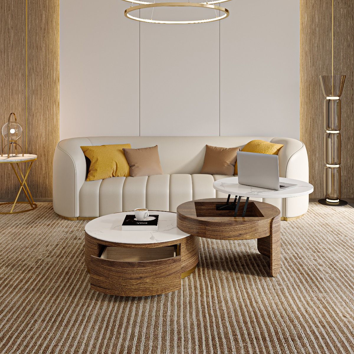 avec Rangement Marron  MDF Tables basses