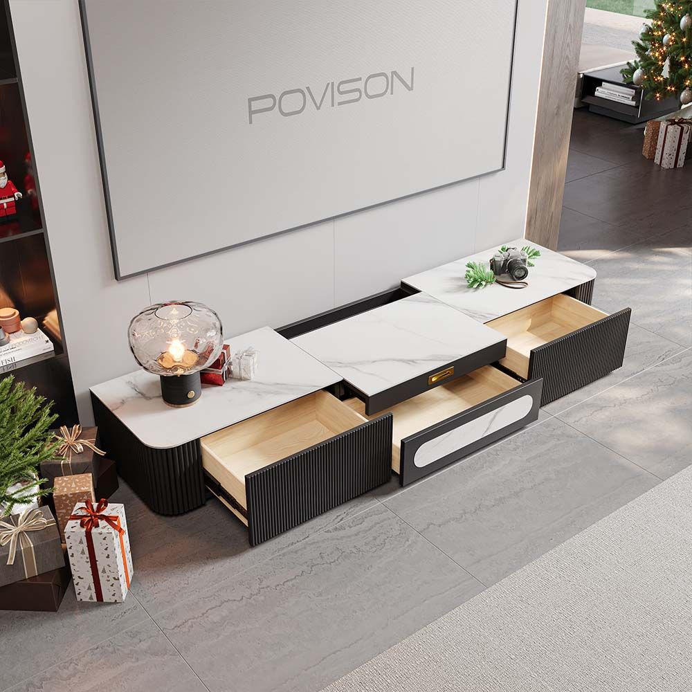 White & Black Sintered Stone TV Stands