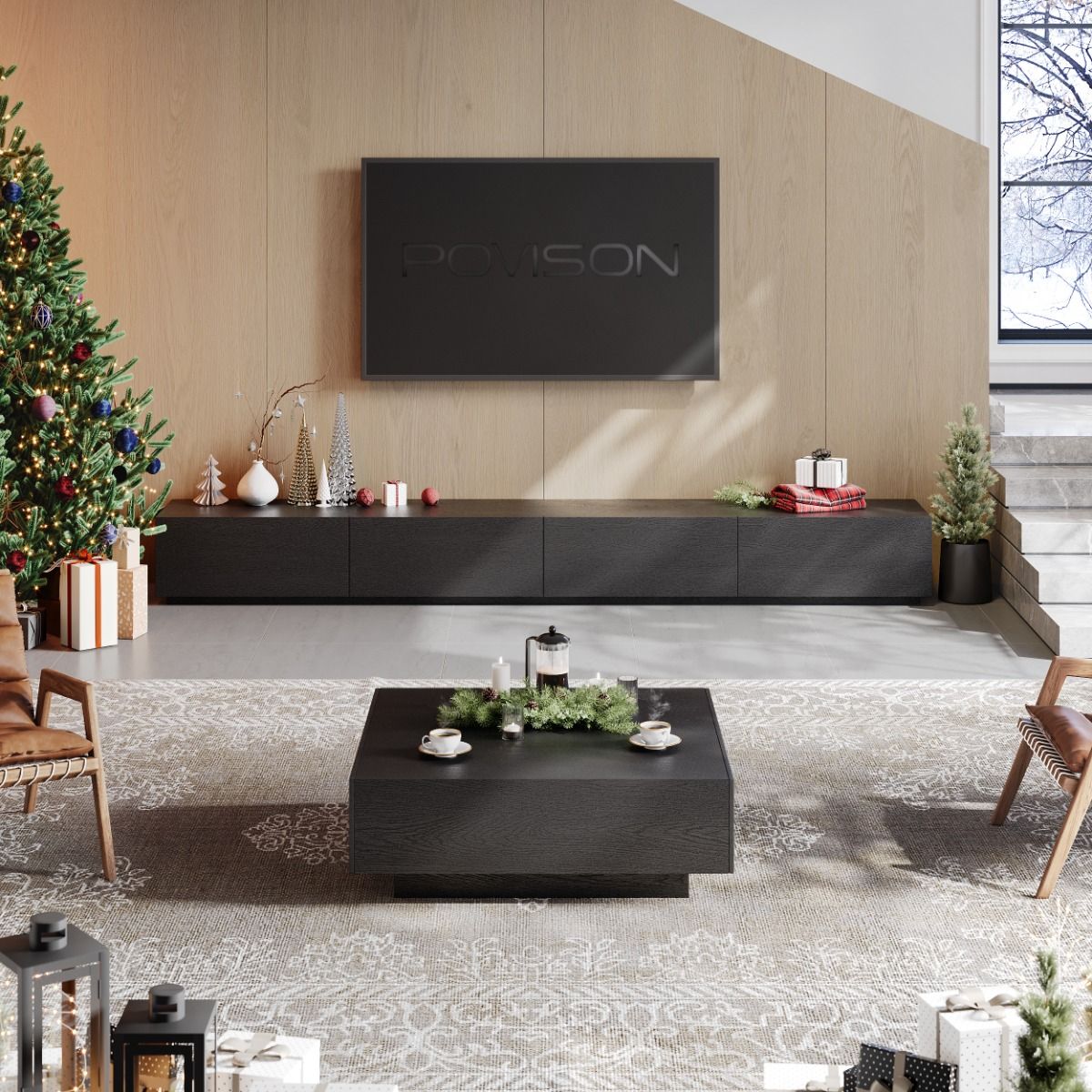 Black MDF Living Room Set