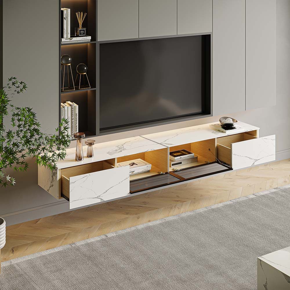 White Sintered Stone TV Stands