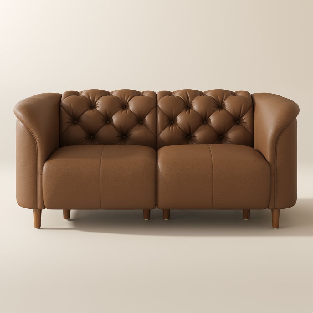 Brown Brown Top Grain Leather 3 Seater Sofas