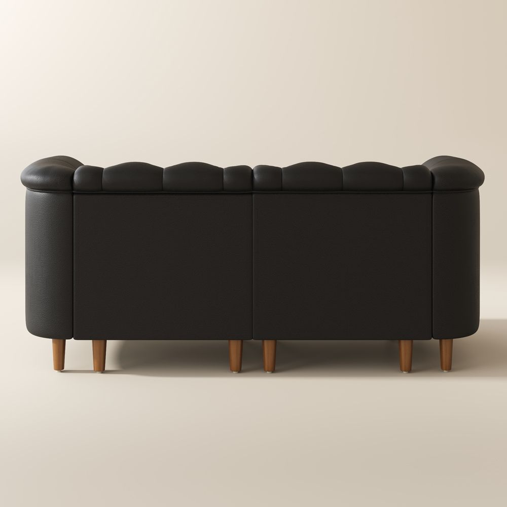 Office Black Top Grain Leather 3 Seater Sofas