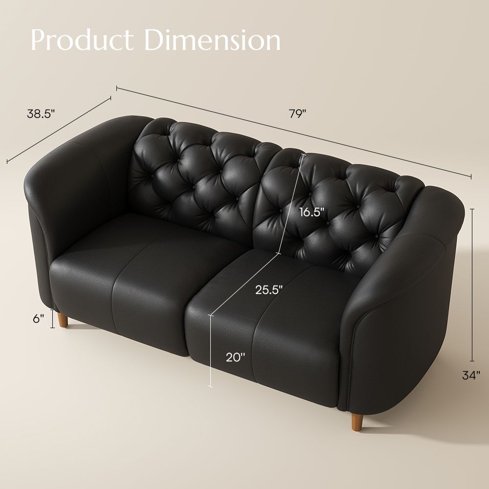 Black Black Top Grain Leather 3 Seater Sofas