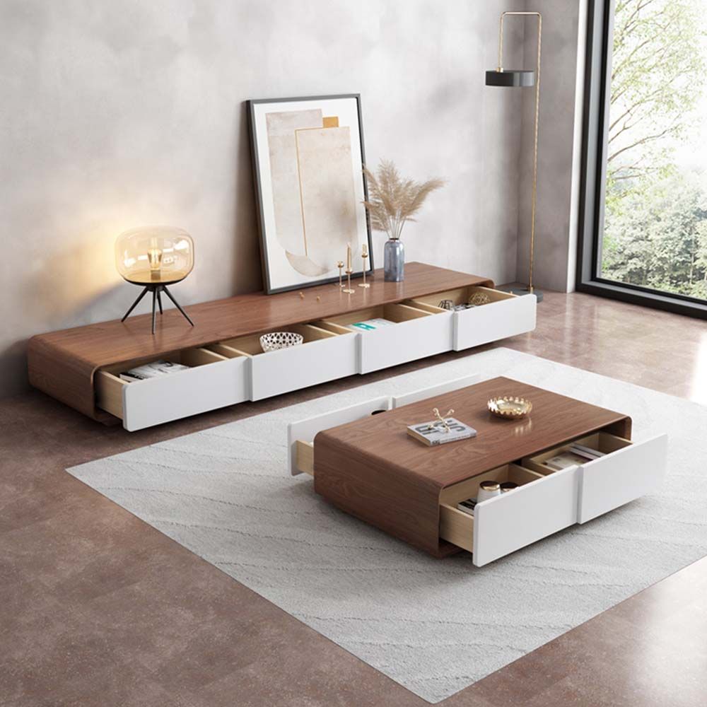 Dunkles Holz und Weiß  MDF TV-Möbel