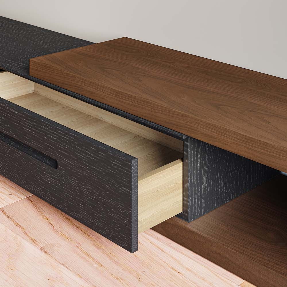 senza cassetti Legno scuro e nero  MDF Supporti TV