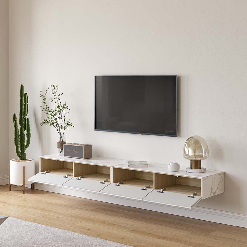 White Sintered Stone TV Stands