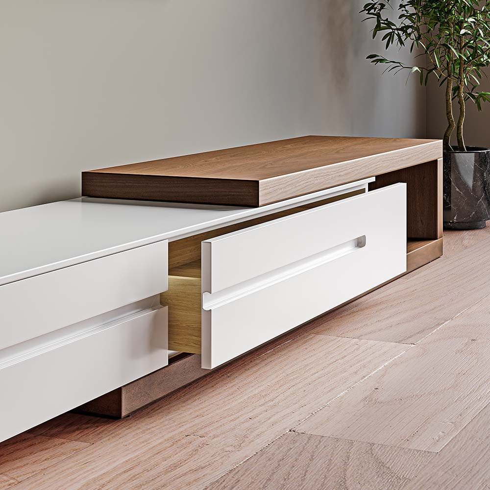 Extendable Dark Wood & White MDF TV Stands