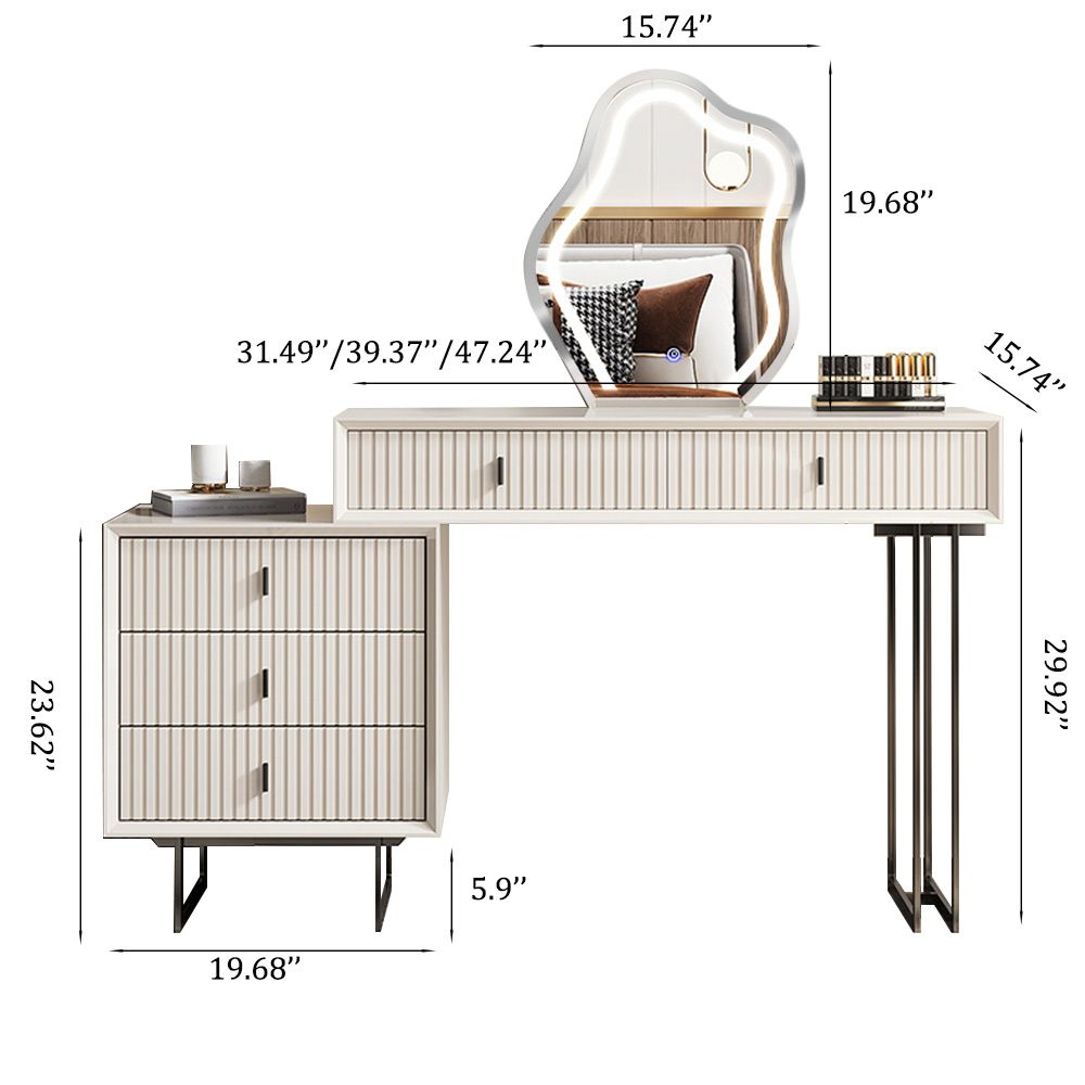 Modern Minimalist Beige MDF Makeup Vanities