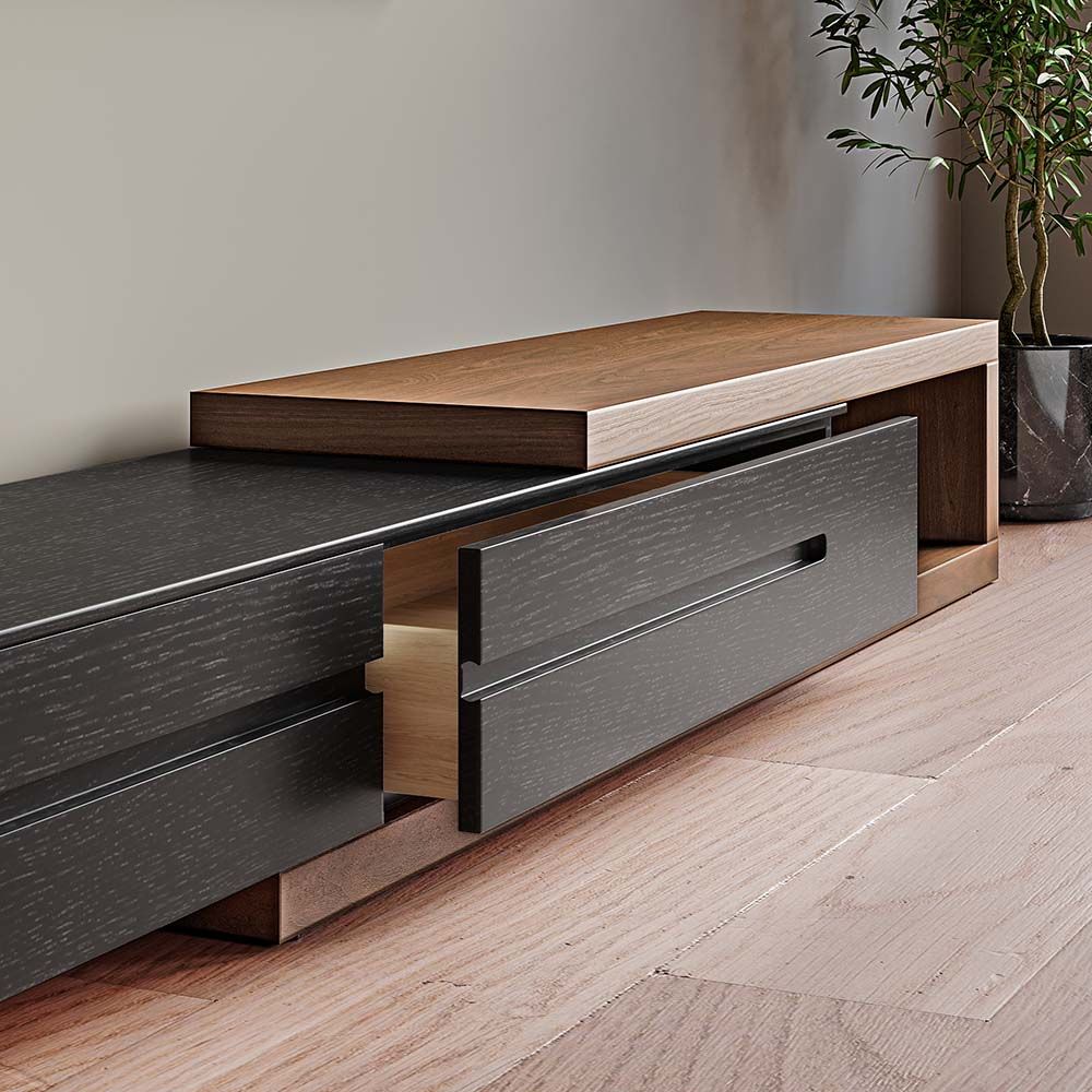 senza cassetti Legno scuro e nero  MDF Supporti TV