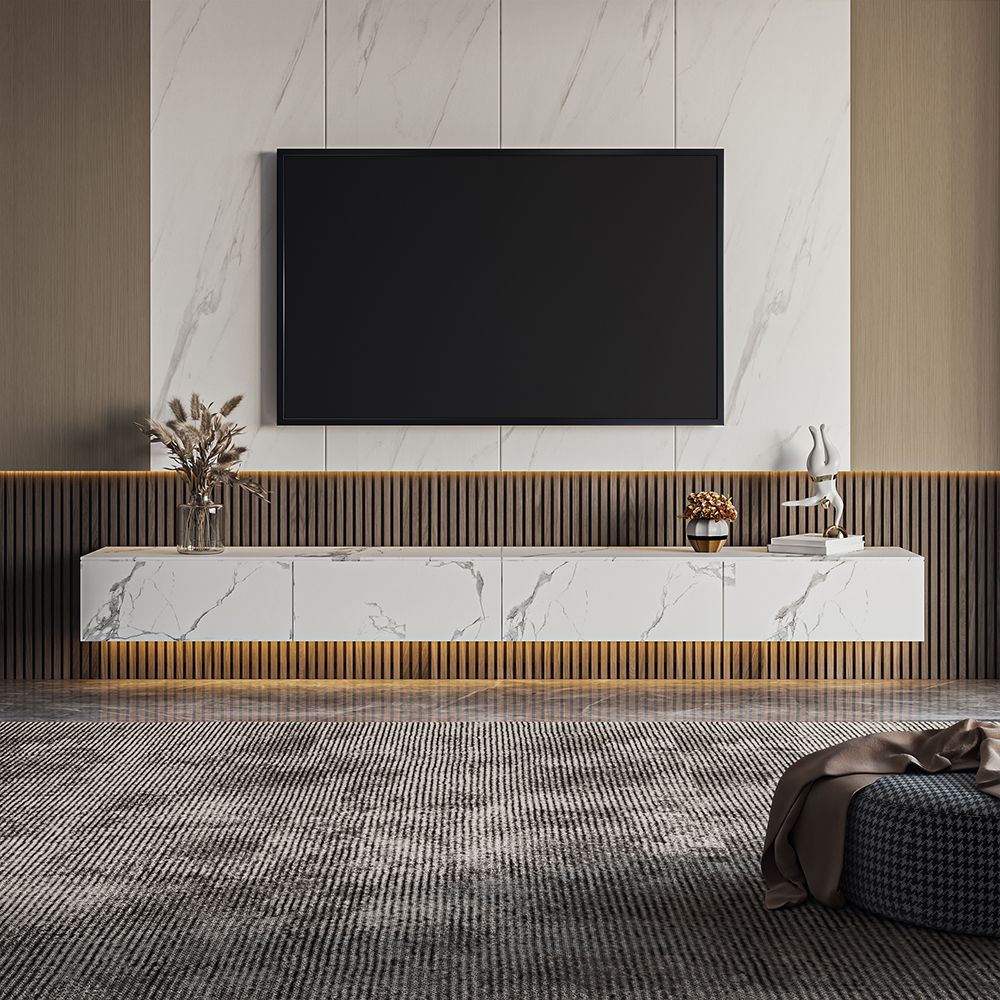 White Sintered Stone TV Stands