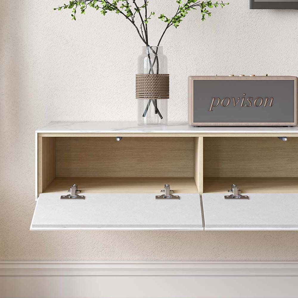 mit Stauraum Weiß Sinterstein TV-Möbel