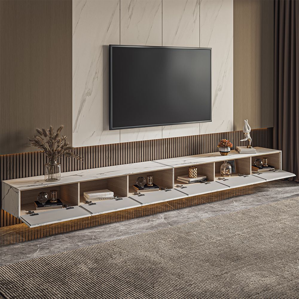 schwebend Weiß Sinterstein TV-Möbel