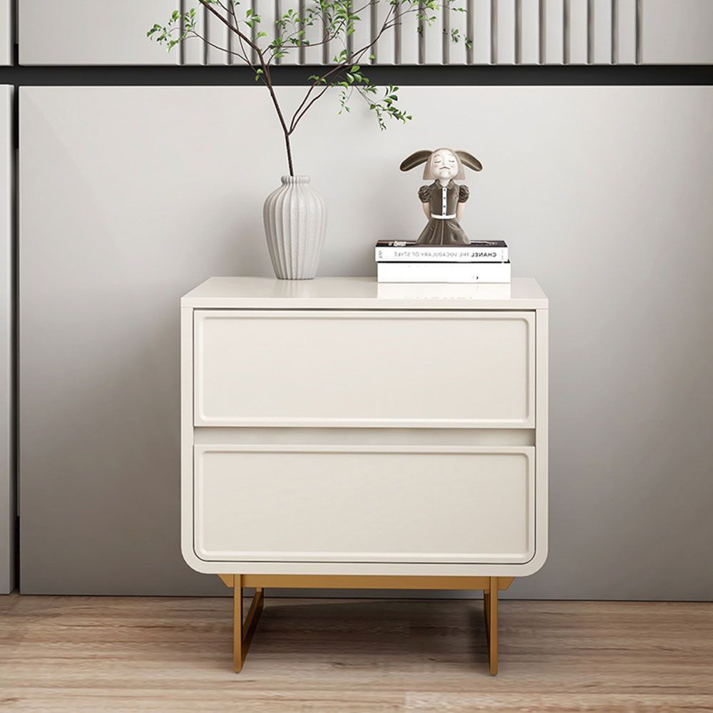 Metal Leg Beige MDF Nightstands