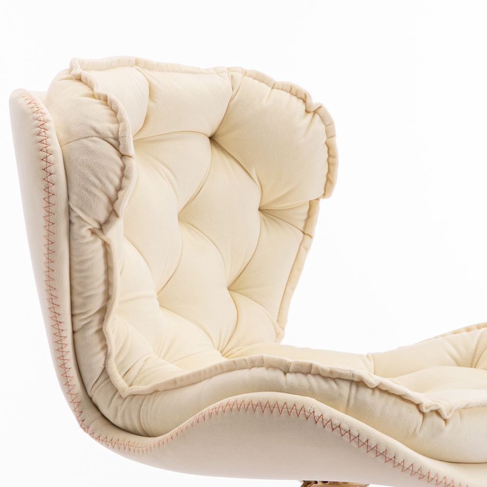 Partly Assemble Beige Velvet Bar Stools