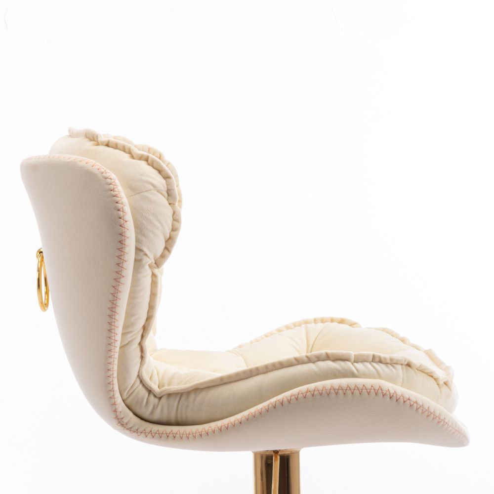 Modern Beige Velvet Bar Stools