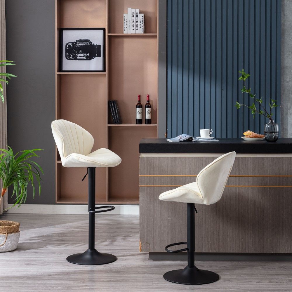 Cream Velvet Bar Stools