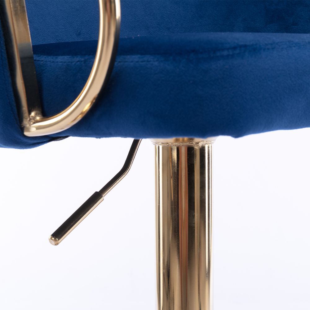 Wood Blue Velvet Bar Stools