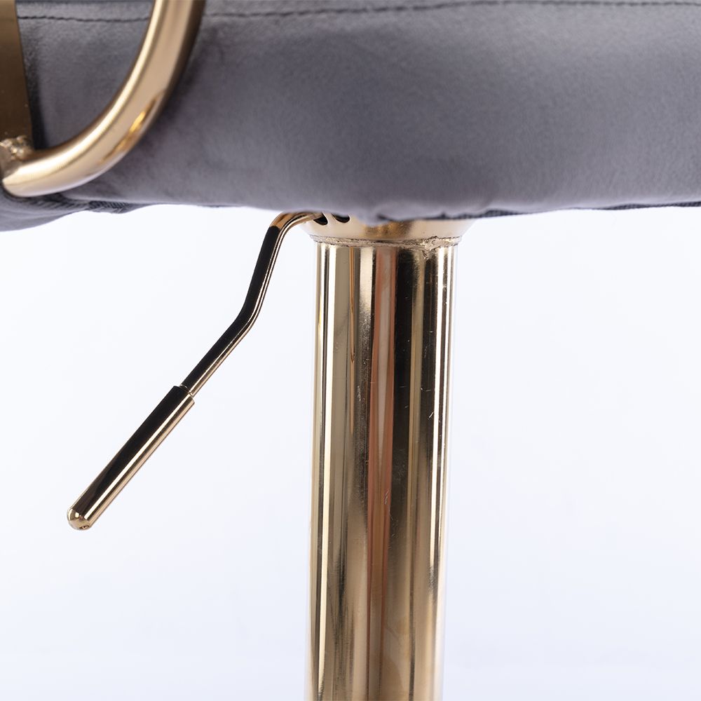 Wood Gray Velvet Bar Stools