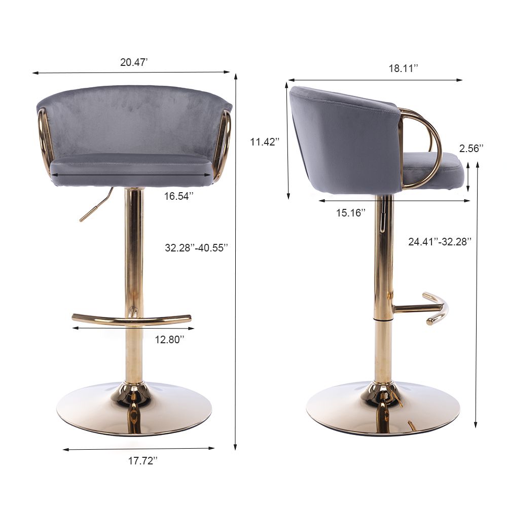 On the Ground Gray Velvet Bar Stools