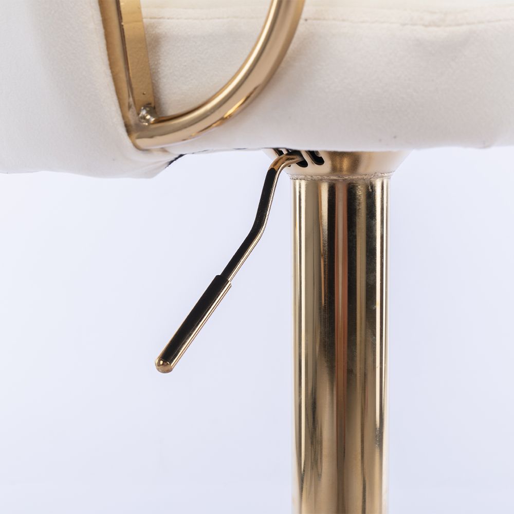 Wave Pattern Ivory Velvet Bar Stools