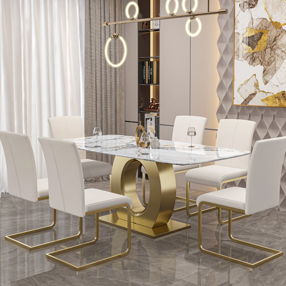 Parzialmente assemblato Beige Pelle Sedie da pranzo