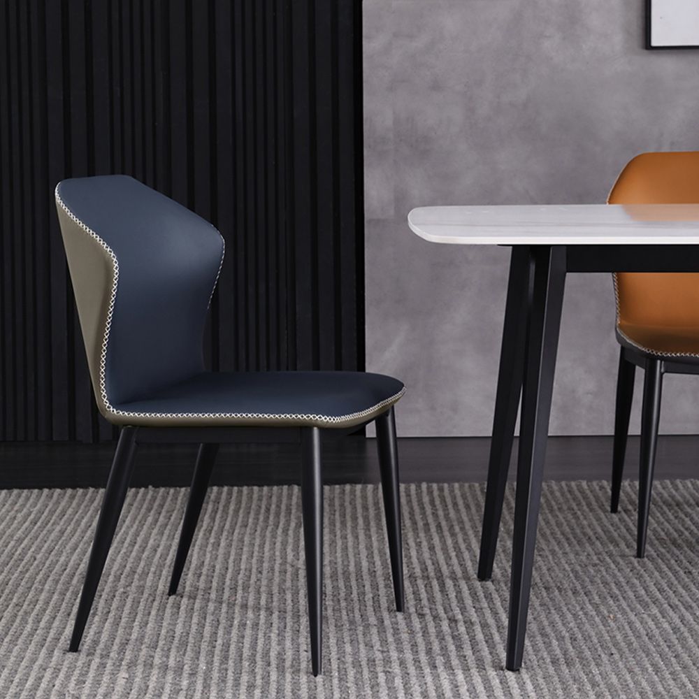 Pelle Blu navy Pelle Sedie da pranzo