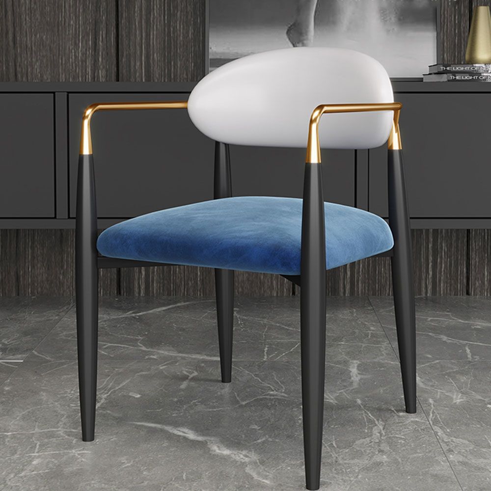 Metal Leg White Velvet Dining Chairs