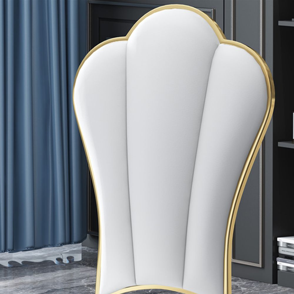 Metal Leg White PU Leather Dining Chairs