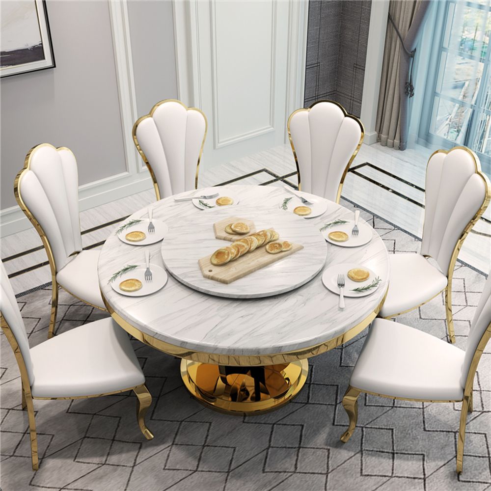 Metal Leg White PU Leather Dining Chairs