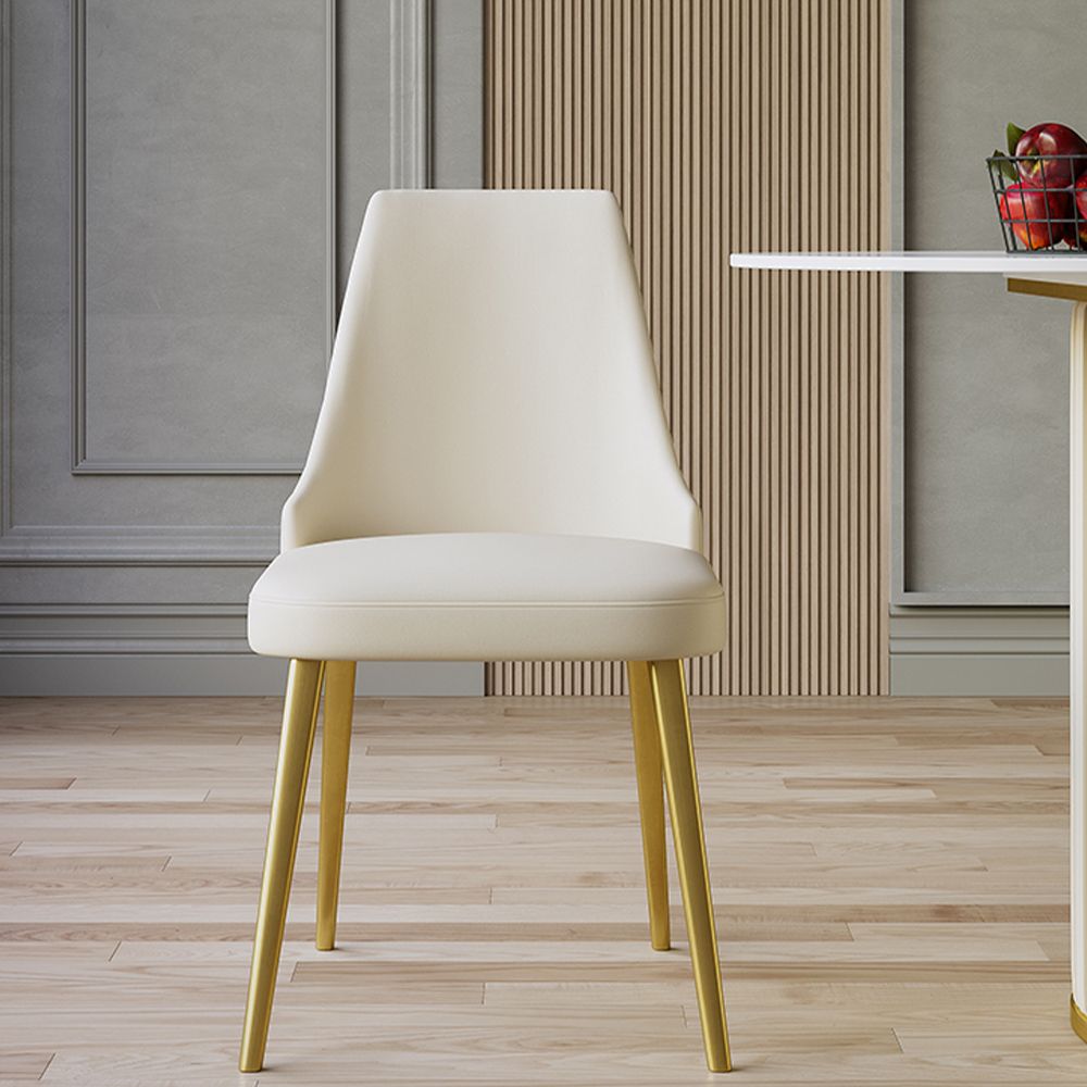 Moderne Blanc et or PU Chaises à manger