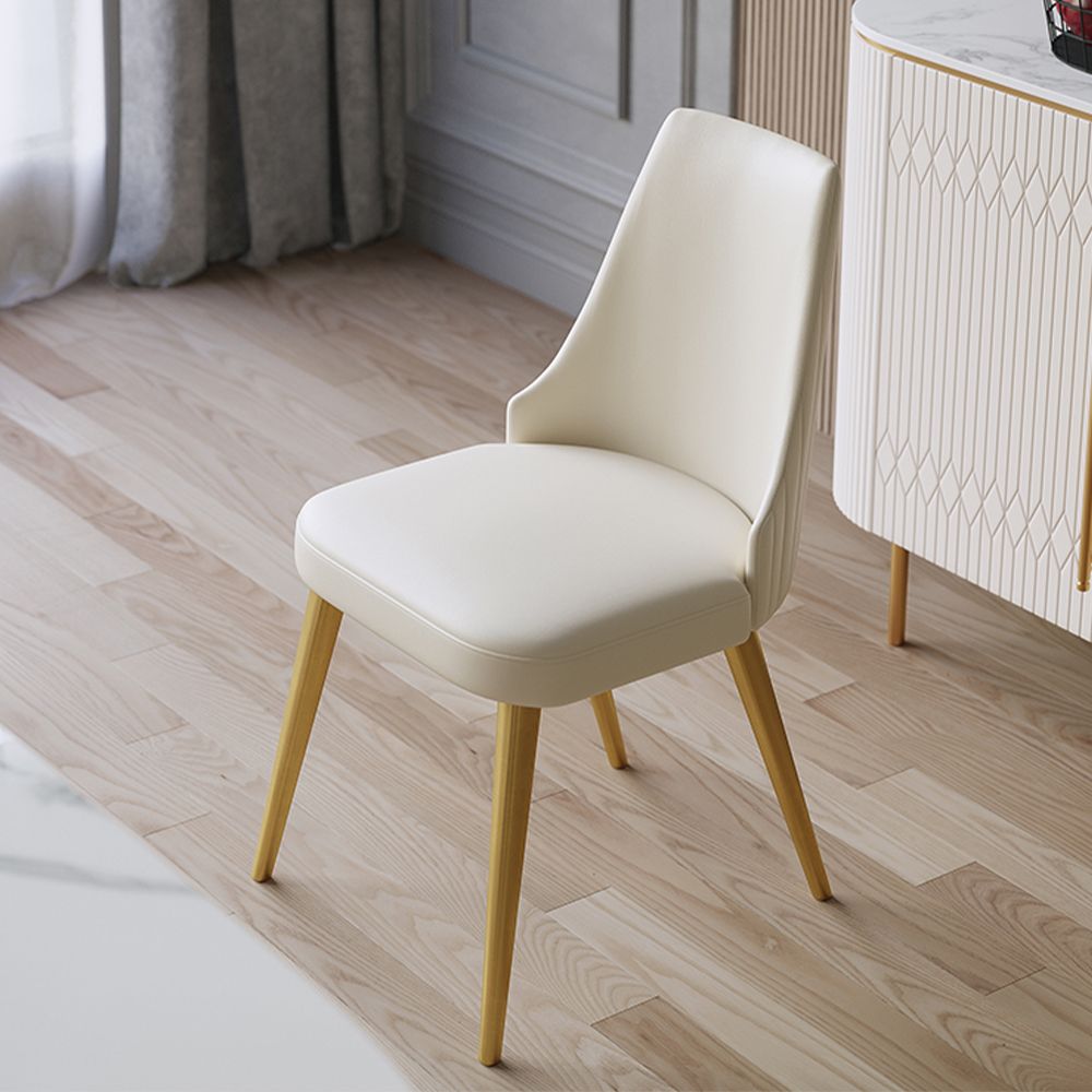 Moderne Blanc et or PU Chaises à manger
