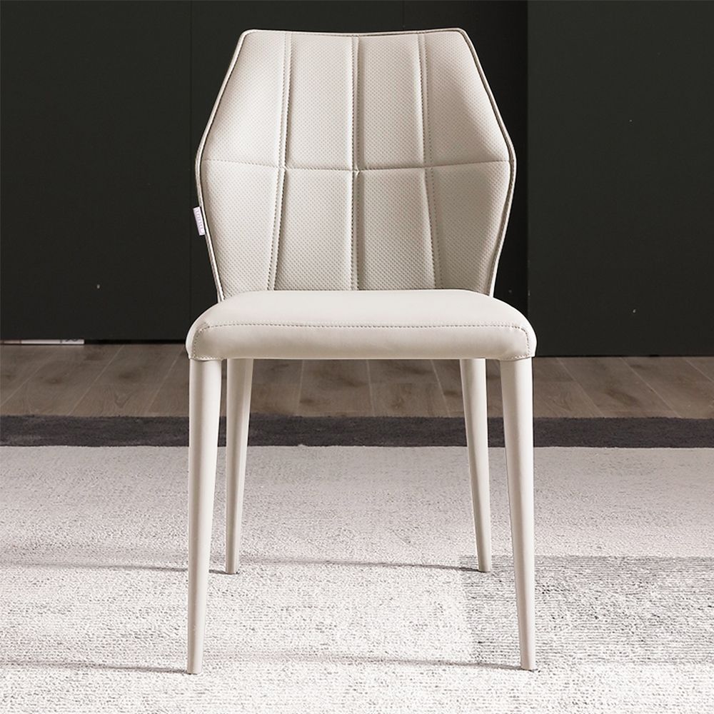 Partly Assemble White PU Dining Chairs