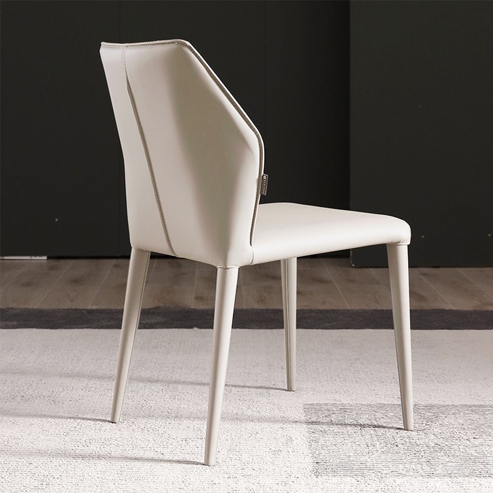 Metal Leg White PU Dining Chairs