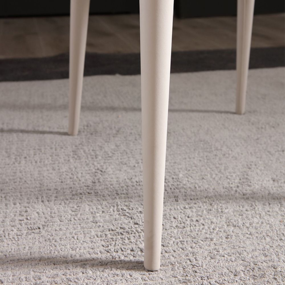 Metal Leg White PU Dining Chairs