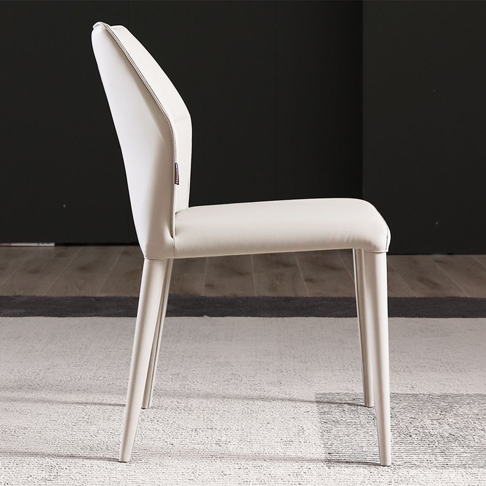 Pure Color White PU Dining Chairs
