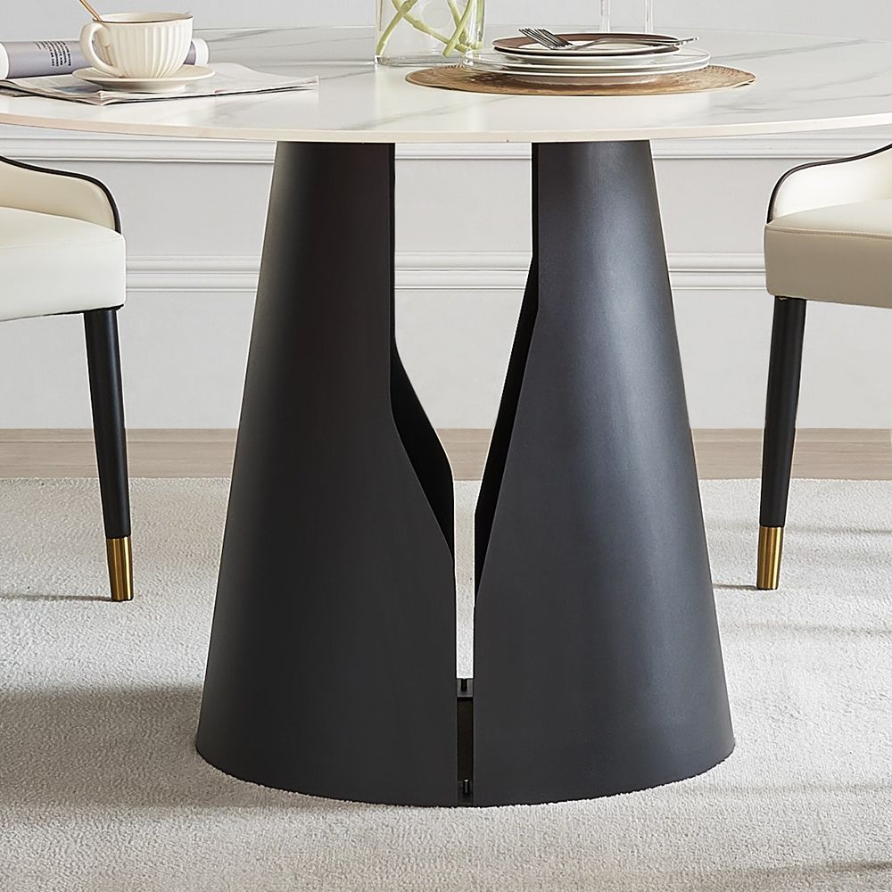 Sintered Stone White Matte Sintered Stone Dining Room Set