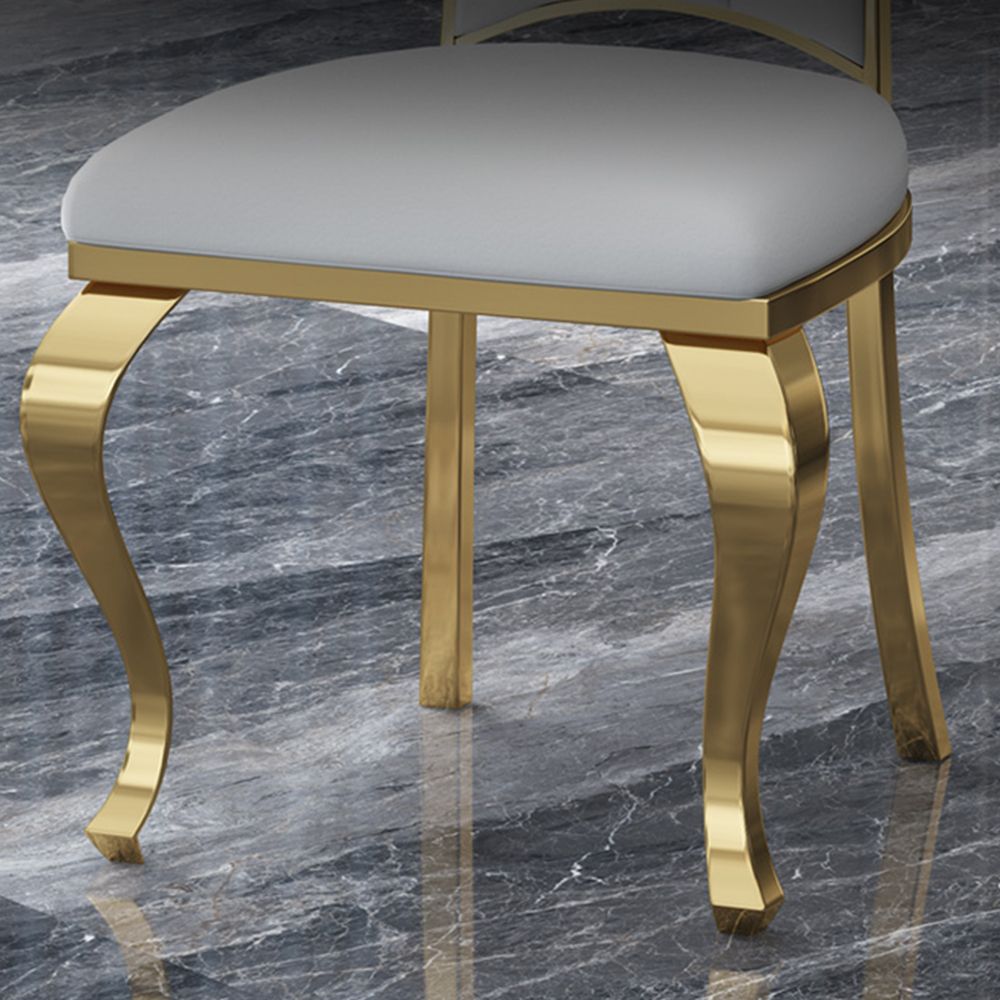 6 Seaters White Faux Marble Dining Room Set