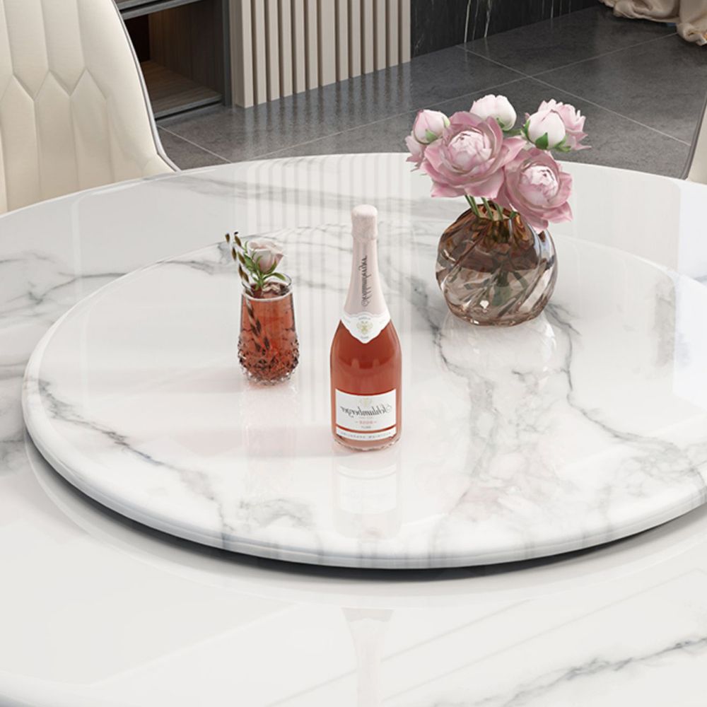 Sintered Stone White Faux Marble Dining Room Set