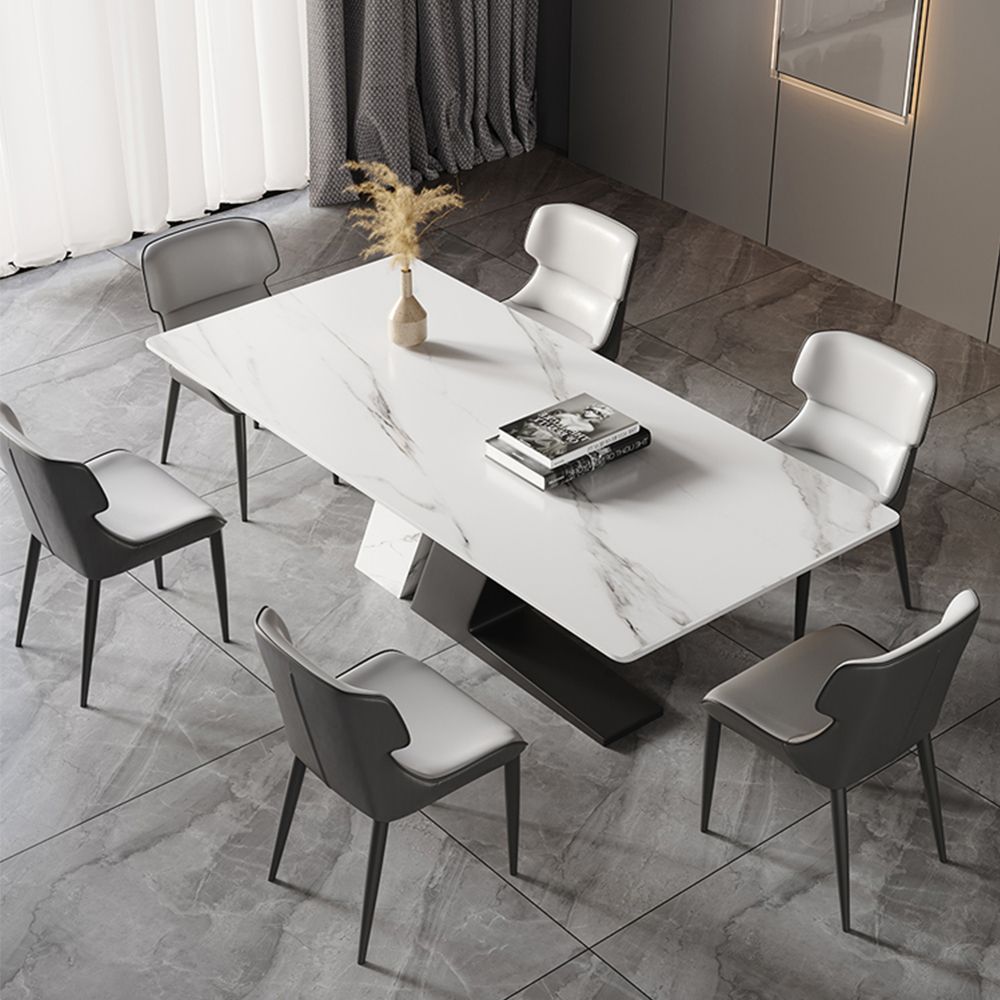 for 4 White Glossy Sintered Stone Dining Tables