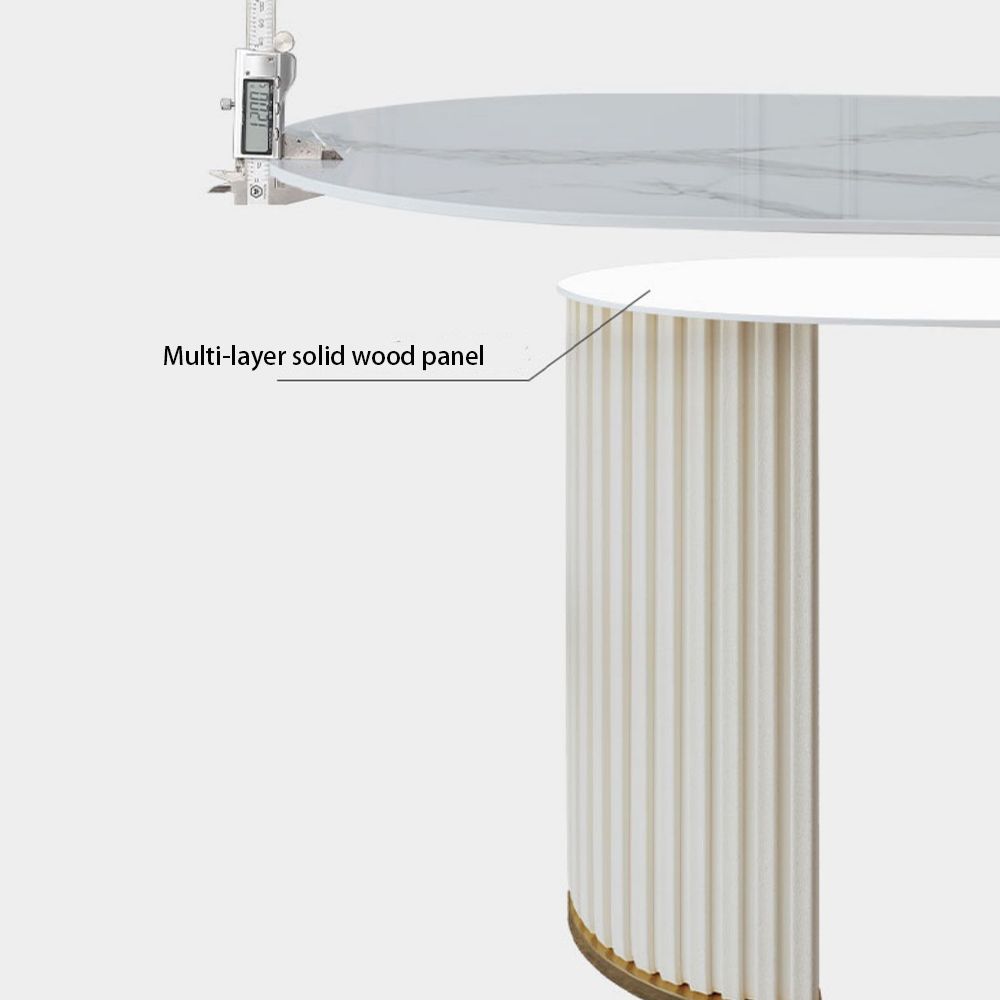 White Glossy Sintered Stone Dining Tables