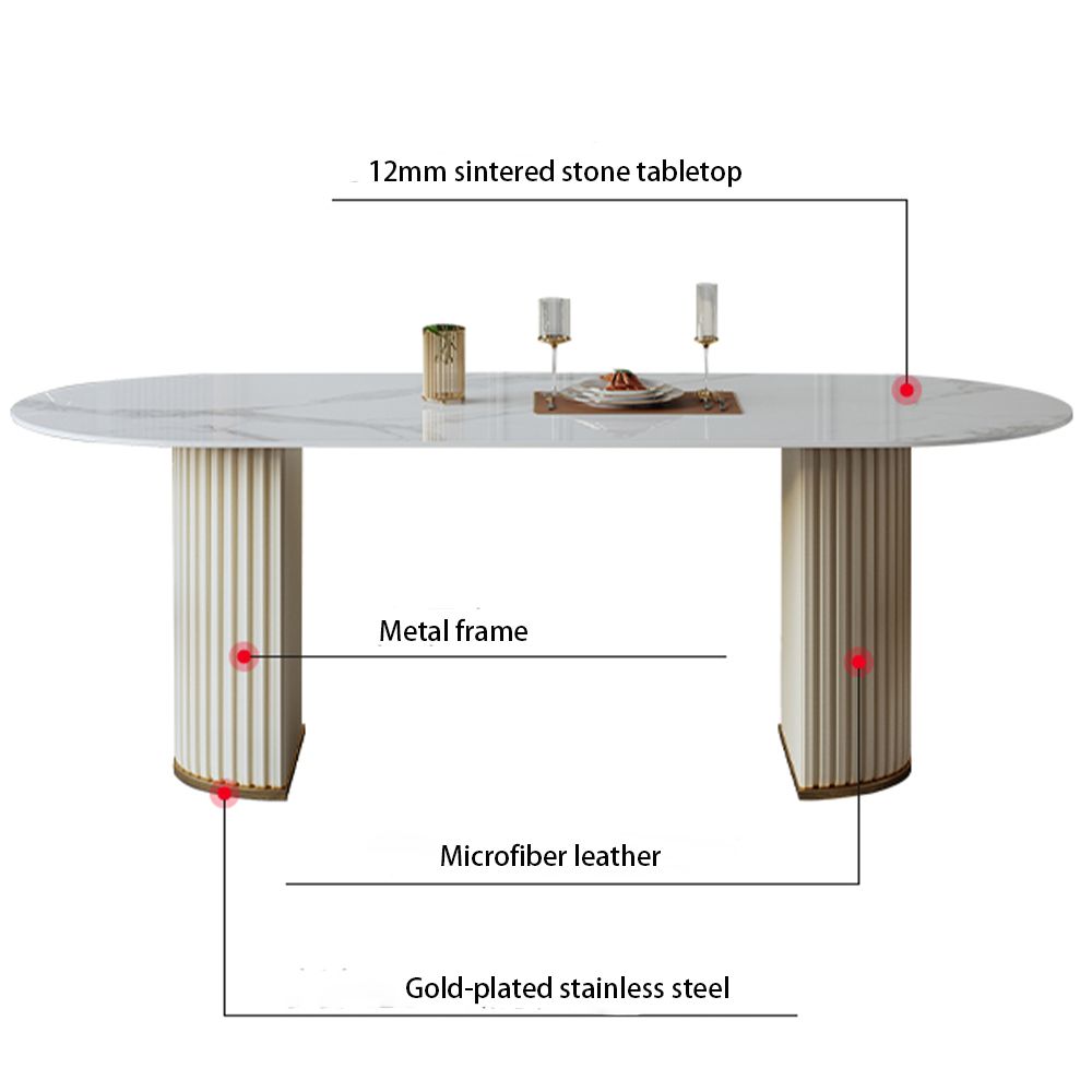 White Glossy Sintered Stone Dining Tables